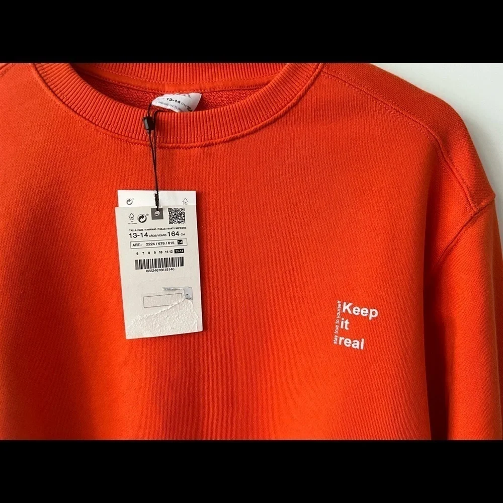 ZARA Boys Orange Sweatshirt sz. 13-14 yrs NWT